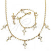 Oro Laminado Necklace and Bracelet, Gold Filled Style Cross Design, Polished, Golden Finish, 06.63.0211