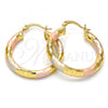 Oro Laminado Medium Hoop, Gold Filled Style Hollow Design, Diamond Cutting Finish, Tricolor, 5.138.014.1.30