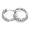 Rhodium Plated Huggie Hoop, with White Cubic Zirconia, Polished, Rhodium Finish, 02.210.0095.6.25