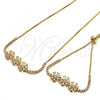Oro Laminado Necklace and Bracelet, Gold Filled Style Flower Design, with White Cubic Zirconia, Polished, Golden Finish, 06.221.0021