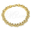 Oro Laminado Fancy Bracelet, Gold Filled Style Heart Design, Polished, Golden Finish, 03.210.0061.08