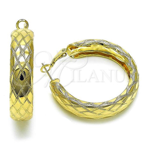 Oro Laminado Medium Hoop, Gold Filled Style Diamond Cutting Finish, Golden Finish, 02.213.0680.40