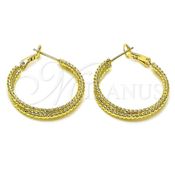 Oro Laminado Medium Hoop, Gold Filled Style Diamond Cutting Finish, Golden Finish, 02.93.0005.30