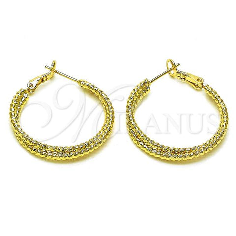 Oro Laminado Medium Hoop, Gold Filled Style Diamond Cutting Finish, Golden Finish, 02.93.0005.30
