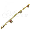 Oro Laminado Charm Bracelet, Gold Filled Style with Garnet and White Crystal, Polished, Golden Finish, 03.63.2074.08