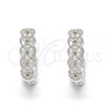 Sterling Silver Huggie Hoop, with White Cubic Zirconia, Polished, Rhodium Finish, 02.186.0037.15