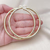 Oro Laminado Extra Large Hoop, Gold Filled Style Hollow Design, Diamond Cutting Finish, Golden Finish, 02.170.0312.80