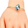 Oro Laminado Individual Bangle, Gold Filled Style with Crystal Blue Shade Swarovski Crystals, Polished, Golden Finish, 07.239.0006.6 (02 MM Thickness, One size fits all)