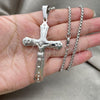 Stainless Steel Pendant Necklace, Crucifix Design, with White Cubic Zirconia, Polished, Steel Finish, 04.116.0012.30