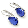 Rhodium Plated Leverback Earring, Teardrop Design, with Bermuda Blue Swarovski Crystals, Polished, Rhodium Finish, 02.239.0014.6