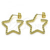 Oro Laminado Medium Hoop, Gold Filled Style Star Design, Polished, Golden Finish, 02.210.0763.25