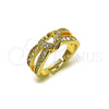 Oro Laminado Multi Stone Ring, Gold Filled Style Heart and Baguette Design, with White Cubic Zirconia, Polished, Golden Finish, 01.266.0055