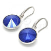 Rhodium Plated Dangle Earring, with Blue Zircon Swarovski Crystals, Polished, Rhodium Finish, 02.239.0001.5