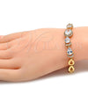 Oro Laminado Fancy Bracelet, Gold Filled Style Teardrop Design, with White Cubic Zirconia, Polished, Golden Finish, 03.221.0012.07
