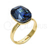 Oro Laminado Multi Stone Ring, Gold Filled Style with Denin Blue Swarovski Crystals, Polished, Golden Finish, 01.239.0011.9 (One size fits all)