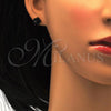 Stainless Steel Stud Earring, Flower Design, with Black Crystal, Polished, Golden Finish, 02.271.0020.9