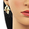 Oro Laminado Stud Earring, Gold Filled Style Polished, Golden Finish, 02.385.0038