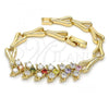 Oro Laminado Fancy Bracelet, Gold Filled Style with Multicolor Cubic Zirconia, Polished, Golden Finish, 03.210.0083.1.07