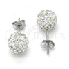 Sterling Silver Stud Earring, with White Crystal, Polished, Rhodium Finish, 02.332.0042.6