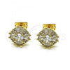 Oro Laminado Stud Earring, Gold Filled Style with White Micro Pave and White Cubic Zirconia, Polished, Golden Finish, 02.342.0190