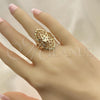 Oro Laminado Elegant Ring, Gold Filled Style Sun and Filigree Design, Diamond Cutting Finish, Golden Finish, 01.233.0028.09