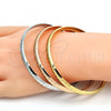 Oro Laminado Trio Bangle, Gold Filled Style Leaf Design, Polished, Tricolor, 07.252.0005.06 (06 MM Thickness, Size 6 - 2.75 Diameter)