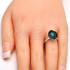 Rhodium Plated Multi Stone Ring, with Emerald Swarovski Crystals, Polished, Rhodium Finish, 01.239.0008.4 (One size fits all)
