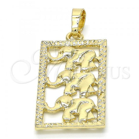 Oro Laminado Fancy Pendant, Gold Filled Style Elephant Design, Polished, Golden Finish, 05.213.0005