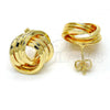 Oro Laminado Stud Earring, Gold Filled Style Love Knot Design, Polished, Golden Finish, 02.63.2379