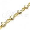 Oro Laminado Fancy Bracelet, Gold Filled Style Flower Design, with White Crystal and  Opal, Polished, Golden Finish, 03.59.0055.08