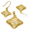 Oro Laminado Earring and Pendant Adult Set, Gold Filled Style Polished, Golden Finish, 10.59.0240