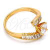 Oro Laminado Multi Stone Ring, Gold Filled Style with White Cubic Zirconia, Polished, Golden Finish, 01.213.0001.07 (Size 7)