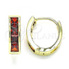 Oro Laminado Huggie Hoop, Gold Filled Style with Garnet Micro Pave, Polished, Golden Finish, 02.316.0068.1.15