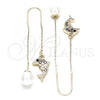 Oro Laminado Threader Earring, Gold Filled Style Dolphin Design, with Multicolor Cubic Zirconia, Polished, Golden Finish, 02.210.0333.1