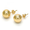 Oro Laminado Stud Earring, Gold Filled Style Ball Design, Polished, Golden Finish, 5.128.014