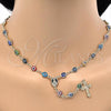 Oro Laminado Medium Rosary, Gold Filled Style Caridad del Cobre and Crucifix Design, Multicolor Resin Finish, Golden Finish, 09.63.0113.18