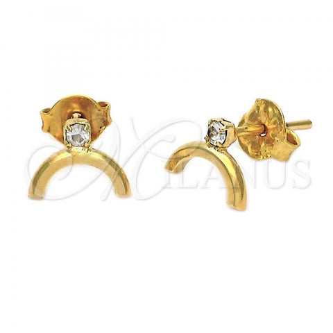 Oro Laminado Stud Earring, Gold Filled Style with  Cubic Zirconia, Golden Finish, 02.63.2251