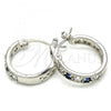 Rhodium Plated Small Hoop, with Sapphire Blue and White Cubic Zirconia, Polished, Rhodium Finish, 02.210.0279.7.20