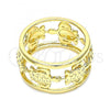 Oro Laminado Multi Stone Ring, Gold Filled Style Turtle Design, Polished, Golden Finish, 01.380.0005.08