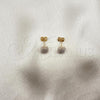 Oro Laminado Stud Earring, Gold Filled Style with Ivory Pearl, Polished, Golden Finish, 02.379.0042