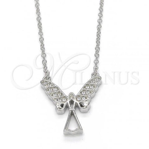 Sterling Silver Pendant Necklace, with White Cubic Zirconia, Polished, Rhodium Finish, 04.336.0065.16