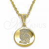 Oro Laminado Fancy Pendant, Gold Filled Style Owl Design, Polished, Golden Finish, 05.32.0064