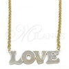 Oro Laminado Pendant Necklace, Gold Filled Style Nameplate and Love Design, Polished, Tricolor, 04.63.1386.1.18