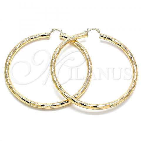 Oro Laminado Extra Large Hoop, Gold Filled Style Hollow Design, Diamond Cutting Finish, Golden Finish, 02.170.0311.80