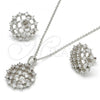 Sterling Silver Earring and Pendant Adult Set, with White Cubic Zirconia, Polished, Rhodium Finish, 10.175.0025