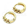 Oro Laminado Huggie Hoop, Gold Filled Style with Garnet Cubic Zirconia, Polished, Golden Finish, 02.284.0037.1.12