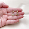 Oro Laminado Stud Earring, Gold Filled Style Star Design, with Multicolor Micro Pave, Polished, Golden Finish, 02.282.0046