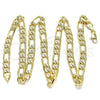 Oro Laminado Basic Necklace, Gold Filled Style Pave Figaro Design, Diamond Cutting Finish, Golden Finish, 5.223.034.24