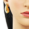 Oro Laminado Stud Earring, Gold Filled Style Teardrop and Hollow Design, Polished, Golden Finish, 02.428.0038