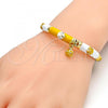 Oro Laminado Individual Bangle, Gold Filled Style Ladybug Design, with White Crystal, Yellow Enamel Finish, Golden Finish, 07.254.0003.3.03 (06 MM Thickness, Size 3 - 2.00 Diameter)